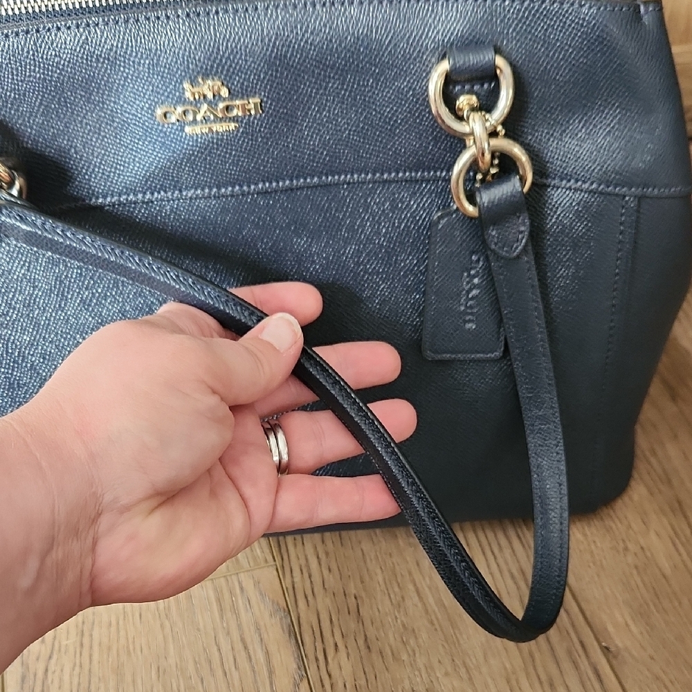 Coach Dark Blue Leather Shoulder Bag - Picture 5 of 16